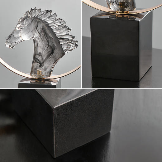 金属圆圈马摆件大理石底座 客厅书房办公室玄关新中式摆件 商品图4