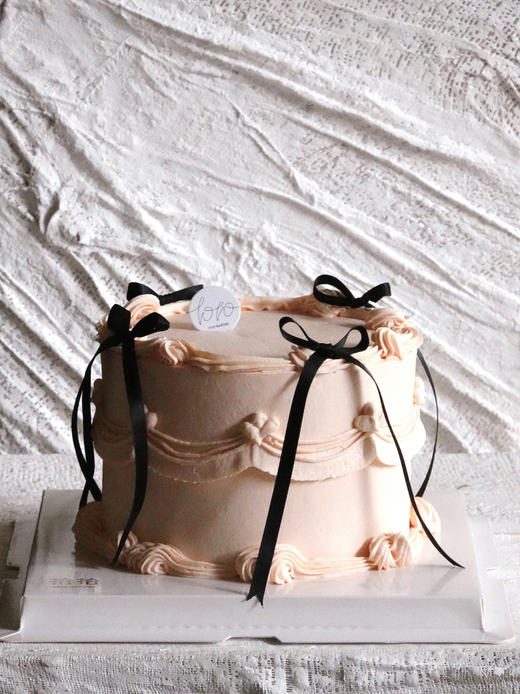 「芭蕾风·黑丝蝴蝶结」100%动物奶油（附图6寸加高·提前8小时预订） 商品图1