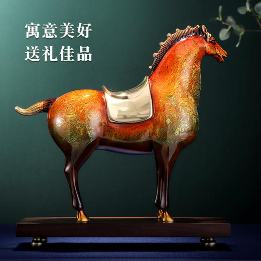 E-YM-FK184胡桃木底座大漆将军马摆件（ 310*120*350） 商品图1