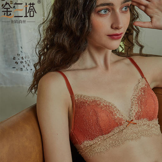 金三塔 女真丝蕾丝法式撞色文胸NZFAC311 商品图1