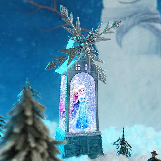 迪士尼 冰雪奇缘系列风车水晶灯A款送女生送女孩生日礼物灯光摆件八音盒 商品图1