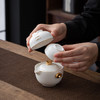 羊脂玉白瓷旅行茶具套装快客杯一壶二杯便携式户外茶具随身高端吉祥三宝 描金快客杯 商品缩略图1