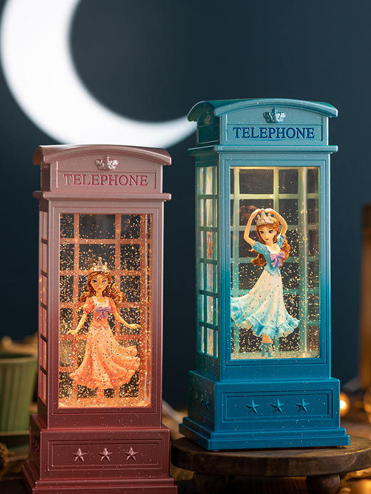 电话亭公主生日礼物送女生送女孩八音盒灯光摆件 爱莎公主八音盒冰雪奇缘水晶球音乐盒 商品图3