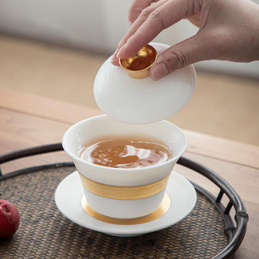 B-LY-9038 林玉山 云丝盖碗.金缠腰（鎏金款） 商品图4