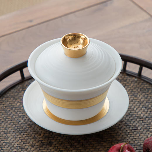 B-LY-9038 林玉山 云丝盖碗.金缠腰（鎏金款） 商品图1