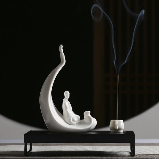 轻奢中式茶道礼品高端白瓷静观香炉桌面摆件香礼文创礼品定制静观 香插 香道 商品图2