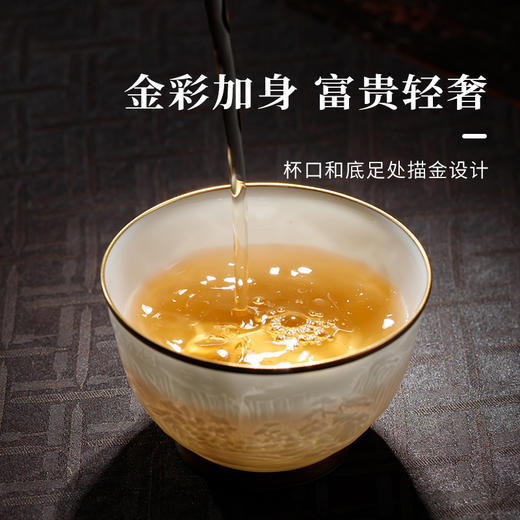 B-SST-3002素手堂 玉泥线雕鎏金杯 千里江山 商品图2