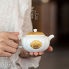 B-LY-9035 林玉山 瓜菱壶.海棠花（鎏金款）羊脂玉瓷手工鎏金茶壶小陶瓷功夫茶具德化白瓷泡茶器 商品缩略图3