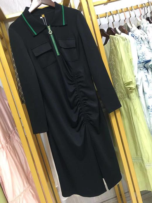 C6146       POLO领气质修身显瘦褶皱开叉连衣裙（特价不退换） 商品图5