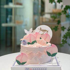国风寿桃鲜花蛋糕（蛋糕需提前1天下单，不接急单）【页面往下拉，有尺寸和口味选择】