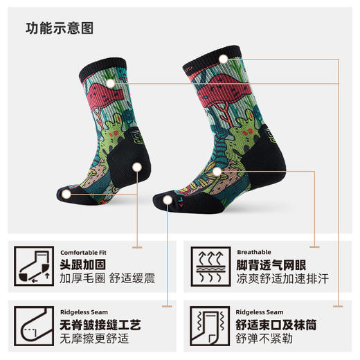 【新品升级199元2双】ZEALWOOD赛乐美丽诺羊毛袜健身训练中筒袜加厚保护防滑 商品图3