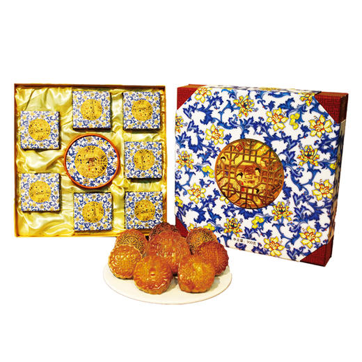 桂香苑 青花瓷七星伴月礼盒 中秋节月饼礼盒 全国邮寄 多口味月饼 商品图4
