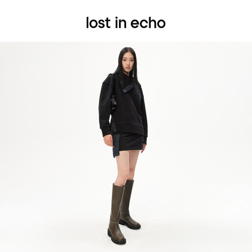 马君妍同款lost in echo显瘦巴恩风真皮厚底宽筒靴子长筒骑士靴 商品图4