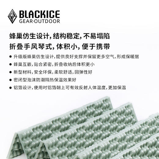 黑冰（BLACKICE）户外露营GEO单人蜂巢防潮垫铝箔款轻量可折叠便携蛋巢野餐垫子 Z6107淡青色（PLUS） 商品图2