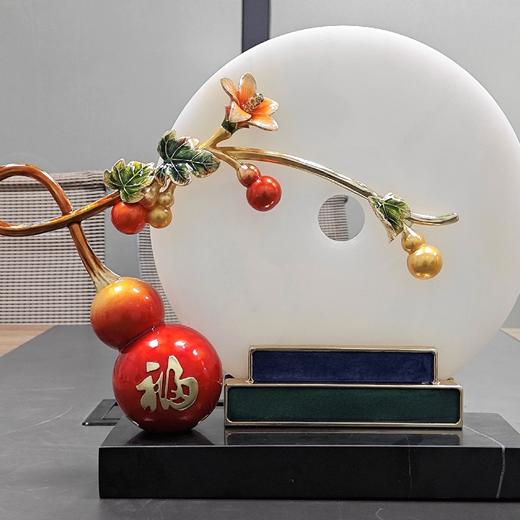 E-ZL-M965 五福临门玉盘珐琅摆件 礼盒装 商品图4
