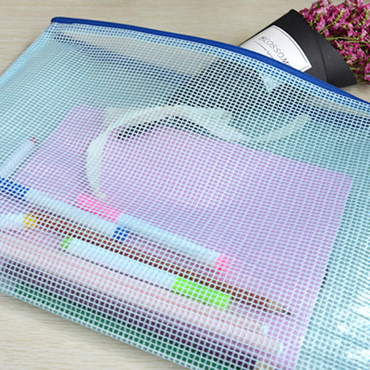 网格拉链文件袋学生办公文具资料袋试卷袋透明A4文件袋1个 防水袋 商品图2