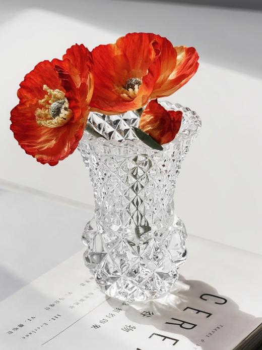 捷克BOHEMIA波西米亚水晶玻璃钻石纹小花瓶床头柜12.6cm 商品图3