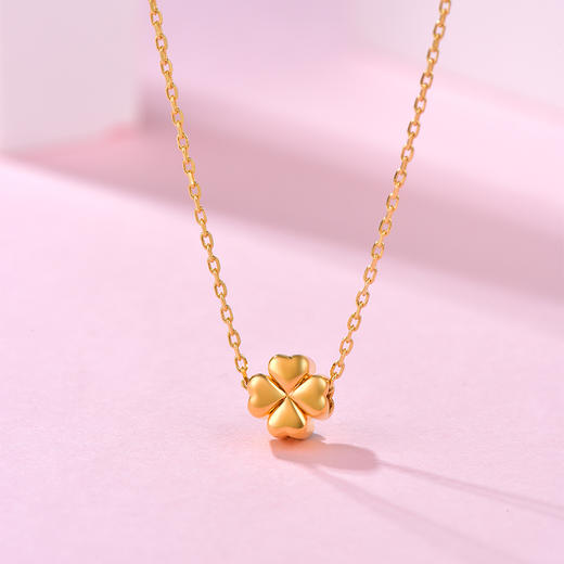 【官方直发 周六福999足金四叶草吊坠】带鉴定证书 赠925银镀金项链 配专柜礼盒礼袋 商品图7