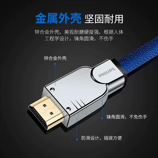 PHILIPS 飞利浦 SWL6120K/93 HDMI线2.0版锌合金 4K 尼龙网管高清线 镀金插头 商品图3