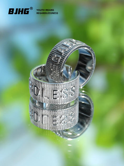 BJHG不计后果嘻哈美式复古开口银色戒指男潮牌高级感个性情侣指环 商品图3