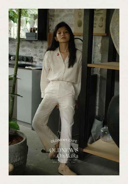 「Bunny Café」粉色条纹小兔咖啡杯刺绣衬衫套装 商品图6