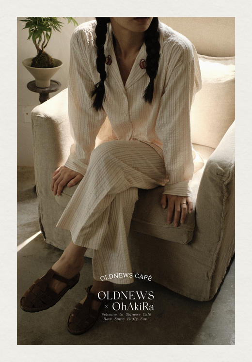 「Bunny Café」粉色条纹小兔咖啡杯刺绣衬衫套装 商品图5