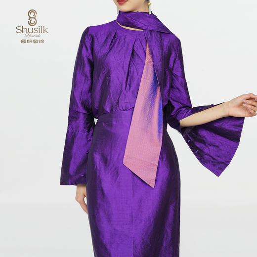 25BWCY9034女士真丝褶皱肌理圆领围巾衬衫JW1245 商品图3