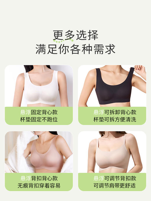 奶糖派无痕软支撑背心背扣式悬浮系列大胸显小稳定承托居家内衣女 商品图4