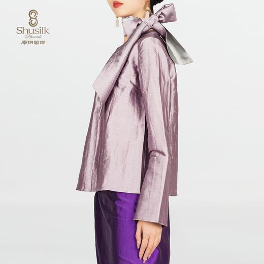 25BWCY9034女士真丝褶皱肌理圆领围巾衬衫JW1245 商品图2