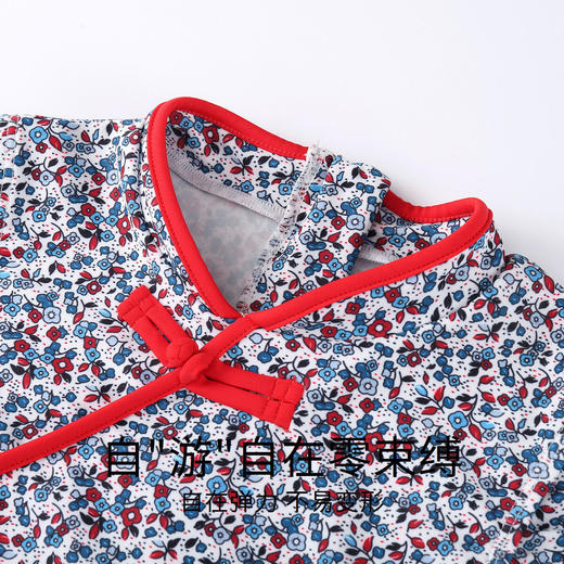 女童泳衣裙连体夏季新款高弹碎花短袖中国风游泳衣安奈儿童装JG327909 商品图3
