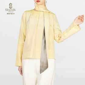 25BWCY9034女士真丝褶皱肌理圆领围巾衬衫JW1245