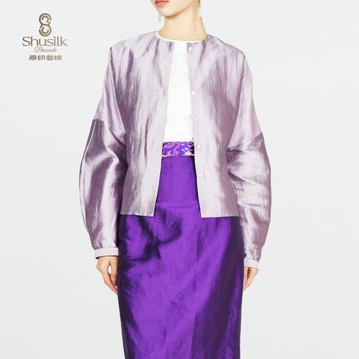 25BWCY9030女士真丝褶皱肌理圆领羊腿袖衬衫JW1241  商品图0