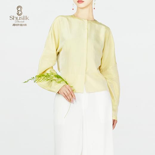 25BWCY9030女士真丝褶皱肌理圆领羊腿袖衬衫JW1241  商品图2