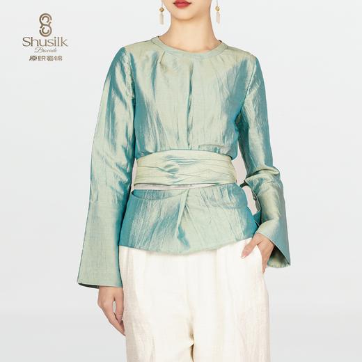 25BWCY9034女士真丝褶皱肌理圆领围巾衬衫JW1245 商品图1