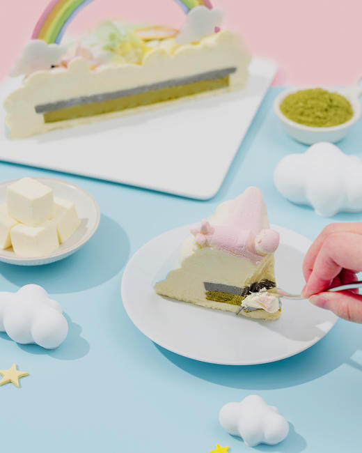 彩虹飞行队-黑芝麻豆乳龙井茶慕斯生日蛋糕（2.3磅） 商品图5