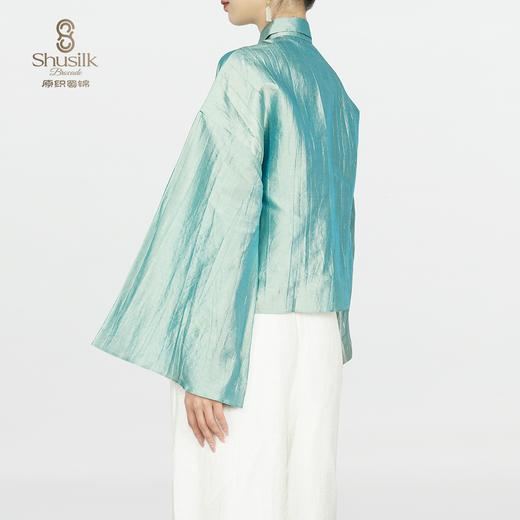 25BWCY9035女士真丝褶皱肌理小翻领喇叭袖衬衫JW1246 商品图2