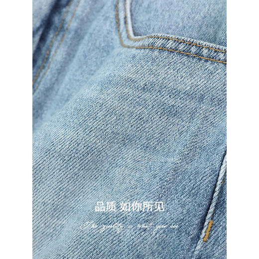 COCOBELLA复古水洗磨白百慕大牛仔短裤毛边五分裤NDN27 商品图3