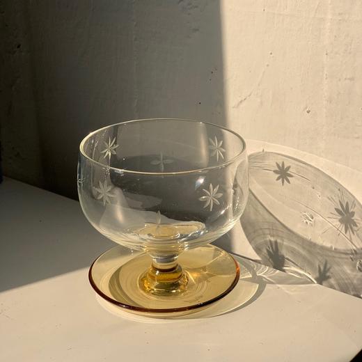 北欧中古玻璃冰淇淋甜品杯 蚀刻花纹AU208 商品图2