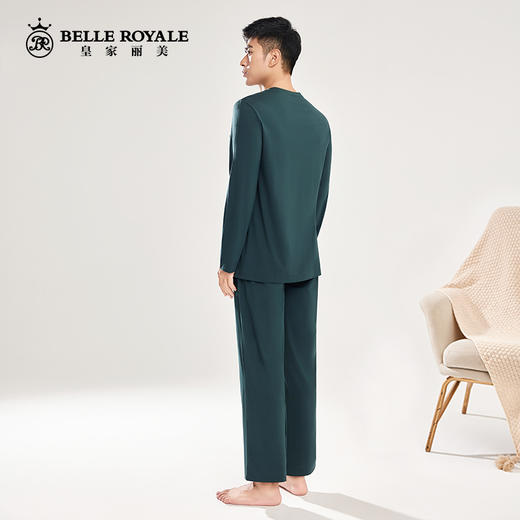新款秋季薄男士睡衣莫代尔棉春秋品质长袖长裤套头家居服套装JJT90001 商品图4