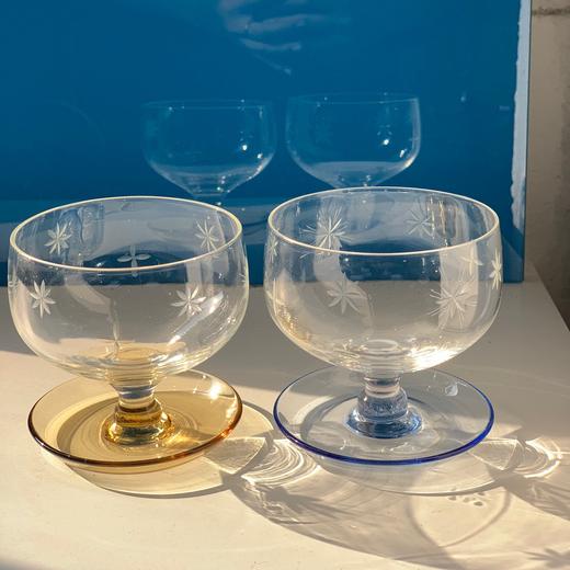 北欧中古玻璃冰淇淋甜品杯 蚀刻花纹AU208 商品图6