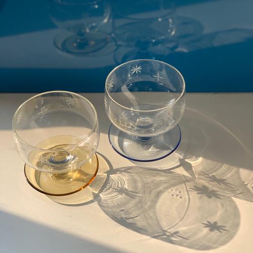 北欧中古玻璃冰淇淋甜品杯 蚀刻花纹AU208 商品图0