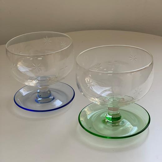 北欧中古玻璃冰淇淋甜品杯 蚀刻花纹AU208 商品图5