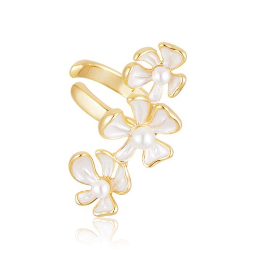 Oflye潮流饰品 森系花朵优雅耳骨夹小众设计耳夹无耳洞女百搭甜美人造珍珠耳饰 商品图4