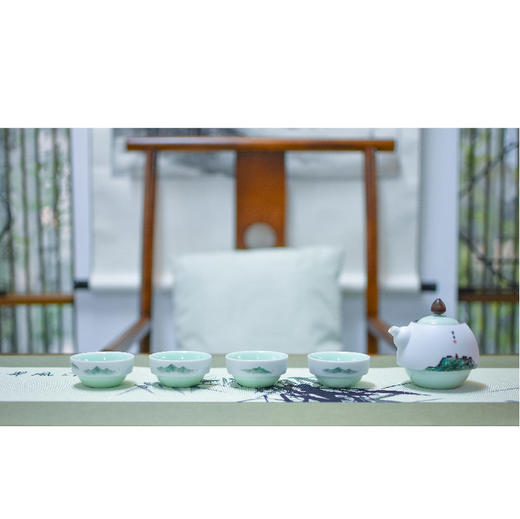 羽诗制造出品 秋夕雅集、月下品茗套装玉青瓷月饼组合文创礼盒 商品图2