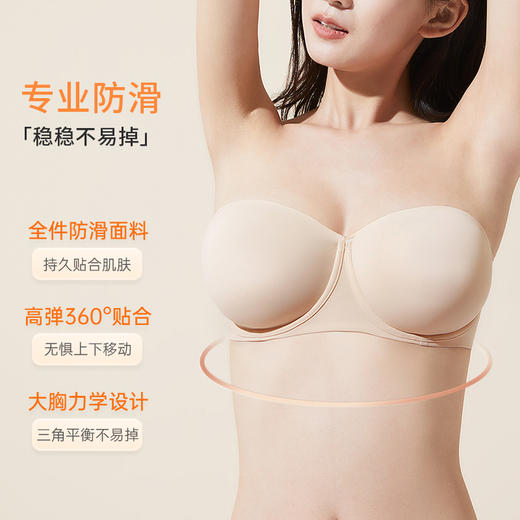 奶糖派防滑超薄无肩带2.0内衣大胸抹胸聚拢无痕美背可拆卸肩带 商品图2