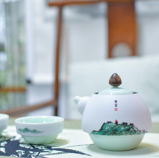 羽诗制造出品 秋夕雅集、月下品茗套装玉青瓷月饼组合文创礼盒 商品图3