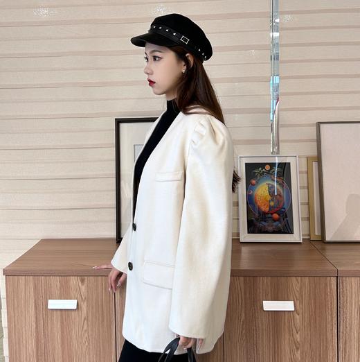 【S1】臣禾短款泡泡袖进口澳毛羊绒大衣K204010232 商品图3