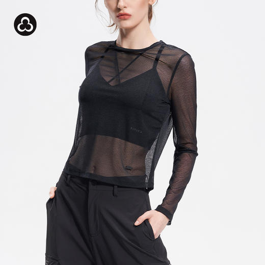 TITIKA微透网纱设计运动时尚瑜伽长袖罩衫21071 商品图0