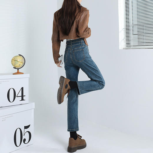 双扣高腰显瘦烟管直筒牛仔裤（3-976） 商品图8