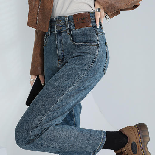双扣高腰显瘦烟管直筒牛仔裤（3-976） 商品图5